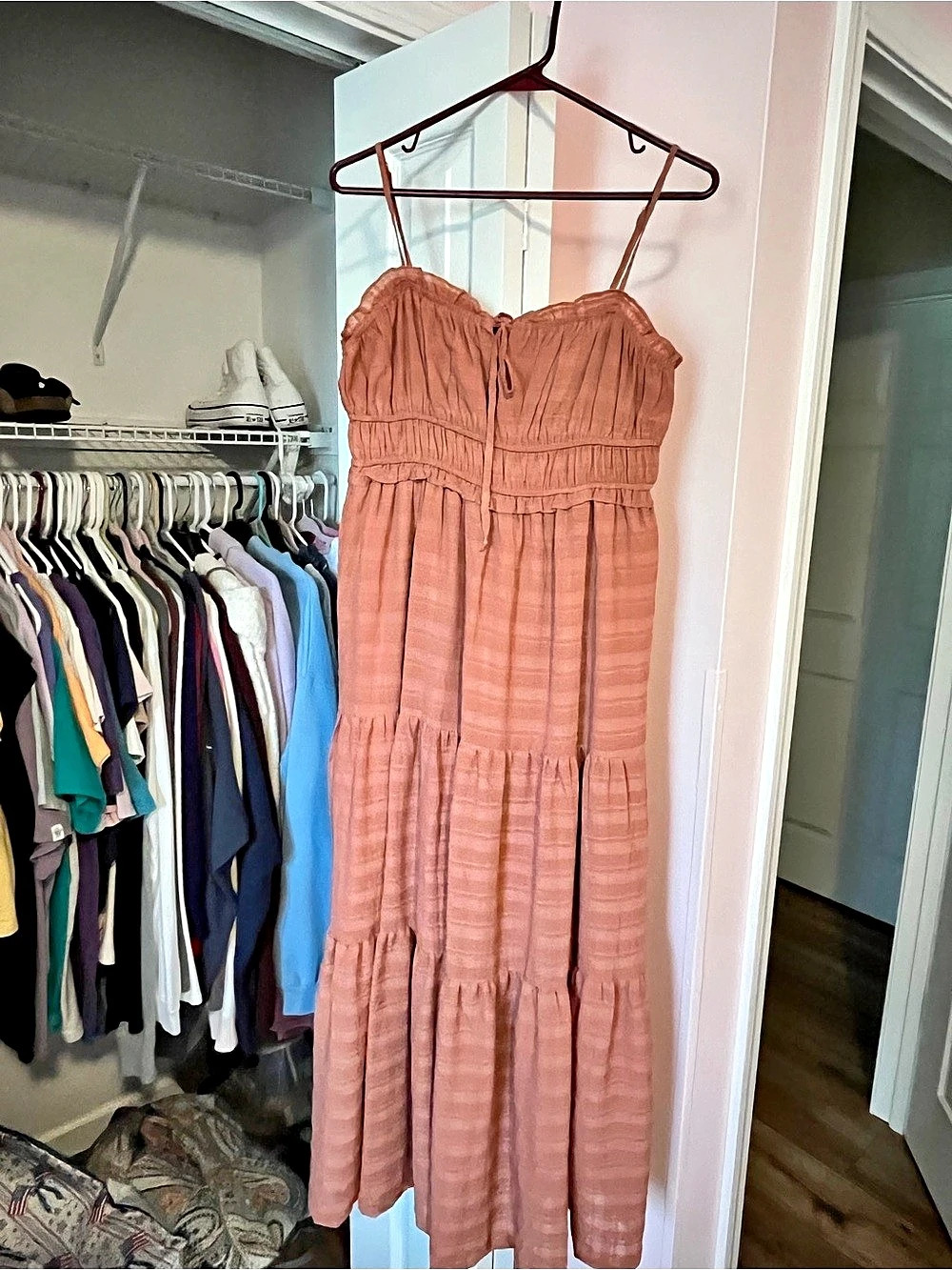rust Tiered Maxi Dress